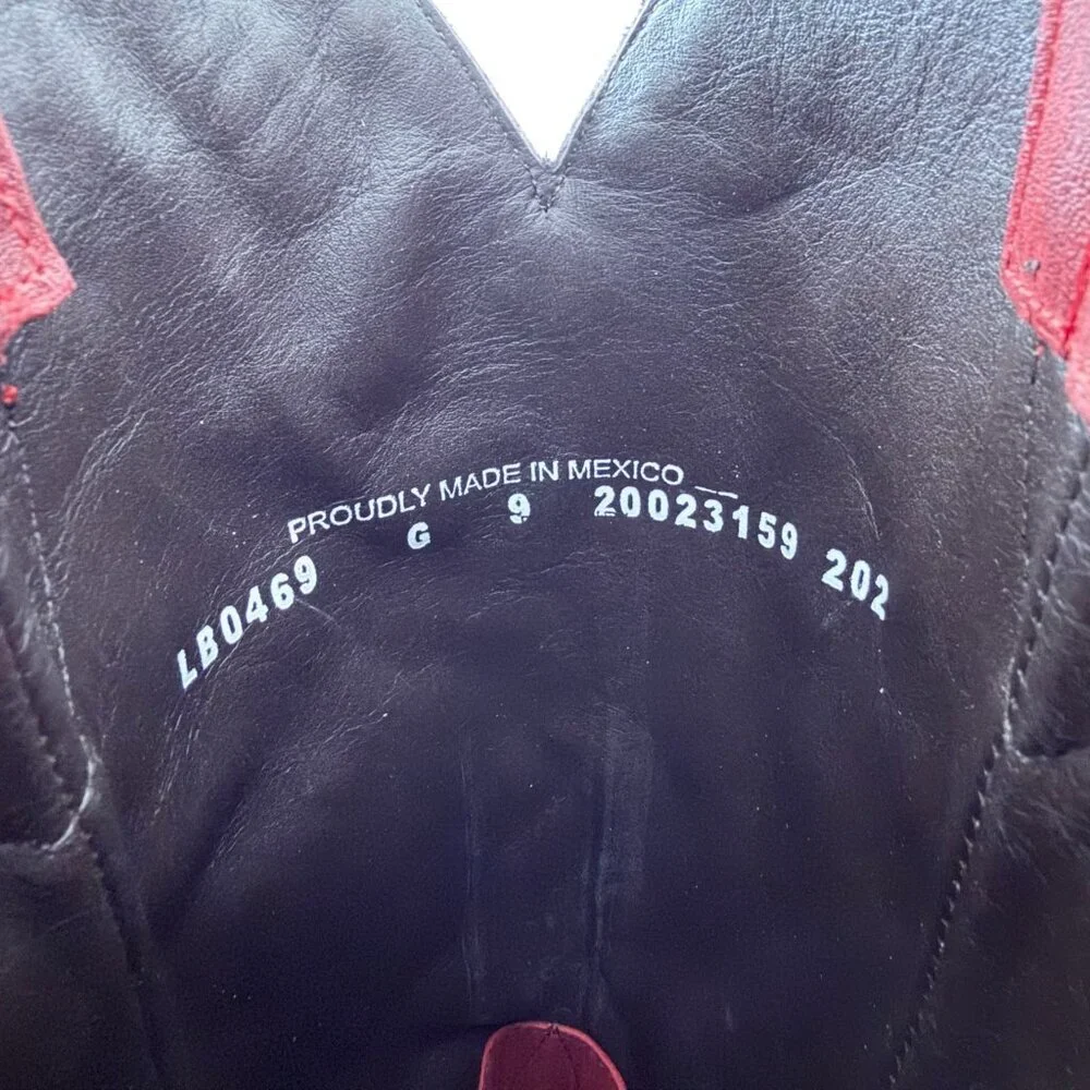 Lane COSSETTE Red Cowboy Boots Womens 9 Western Cowgirl Mid Calf Tall Snip Toe - Picture 9 of 11